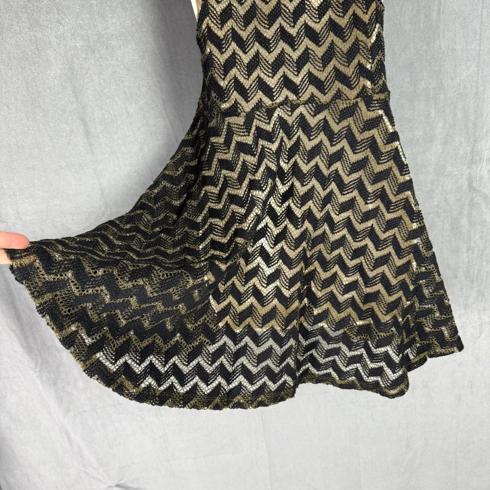 Free People Black Olive‎ Green Geo Crochet Knit Sheer Mini Tank Party Dress XS